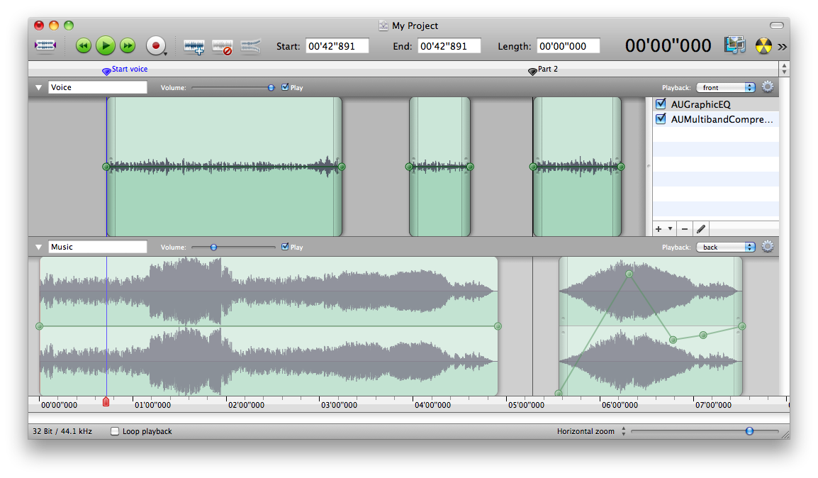 mac audio player with waveform